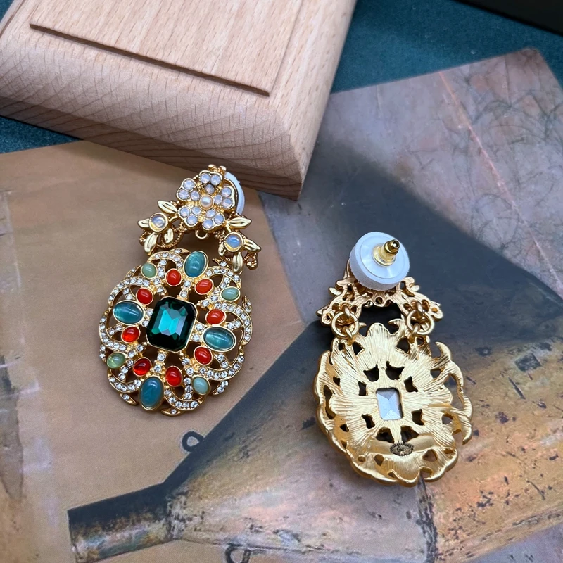 Ethnic Jewelry Statement Rhinestone Colorful Earrings Fashion Trendy Alloy Accessories