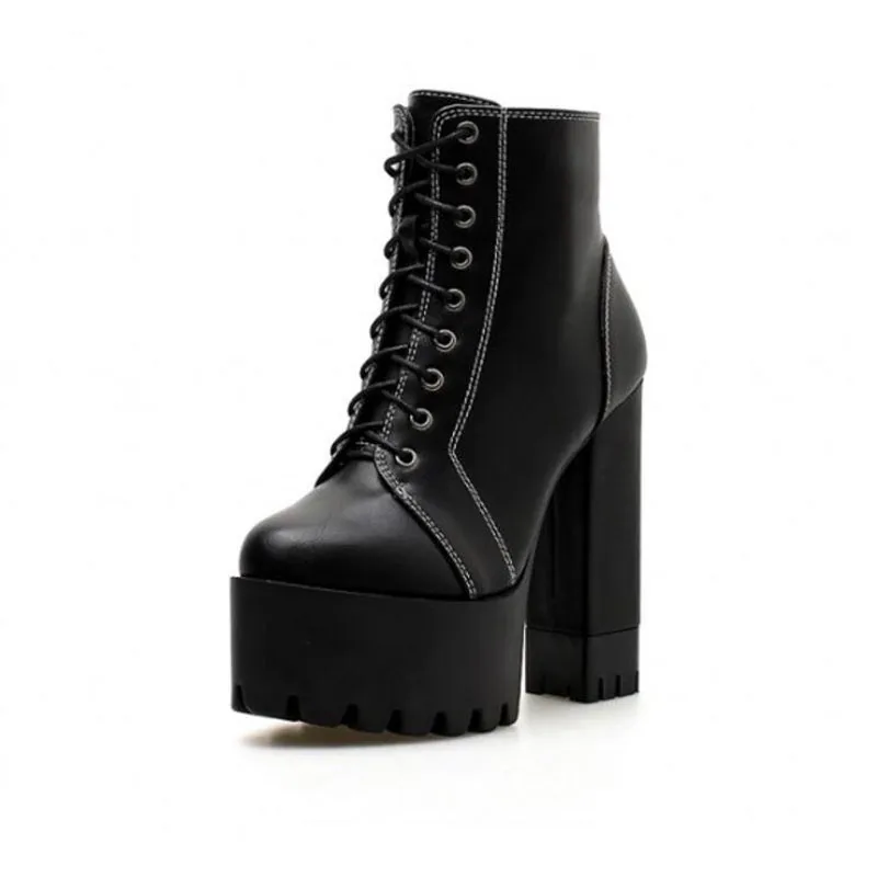 Boots Female women shoes Autumn British Wind Genuine Leather Thick With Short Boots Motorcycle Martin shoes