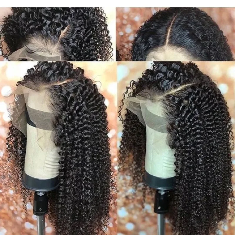 Парики из натуральных волос на кружеве афро-курчавые кучерявые парики предварительно выщипанные 13*4 Кружевные бразильские парики remy волосы отбеленные узлы Детские волосы VS BOB