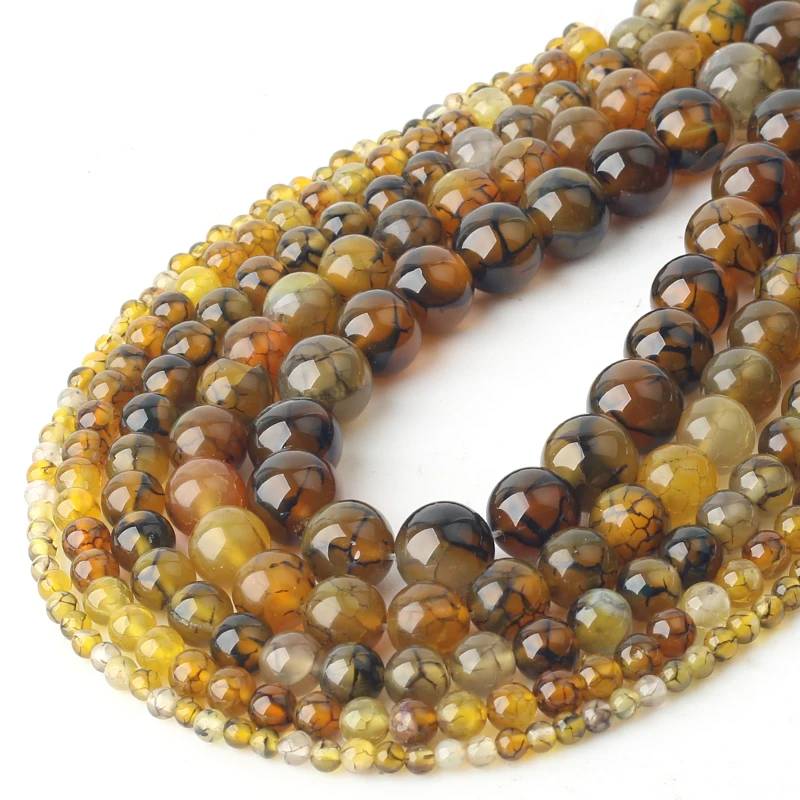 

Yellow Dragon Veins Agates Natural Stone Beads For Jewelry Making DIY Bracelet Necklace 4-12 mm Onyx Beads Wholesale