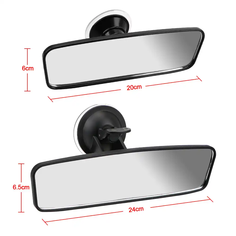 Greatangle Espejo retrovisor universal para autom/óvil Espejo retrovisor gran angular Espejo retrovisor interior autom/ático con ventosa de PVC CZC-100 negro