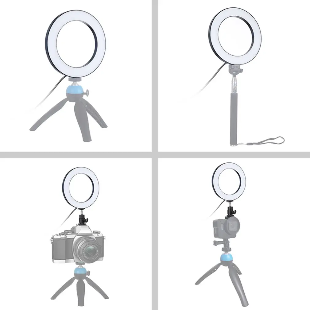 6.2 Inch Usb 3 Modes Dimmable Led Ring Vlogging Photography Video Lights With Cold Shoe Tripod Ball Head 6.2 Inch Usb 3 Modes Dimmable Led Ring Vlogging Photography Video Lights With Cold Shoe Tripod Ball Head