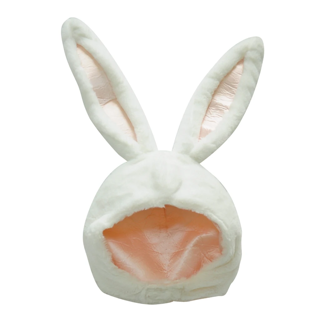 Bunny Hat with Moving Ears Adjustable Chin Strap for Cosplay Stage Performance Halloween Fancy Dress