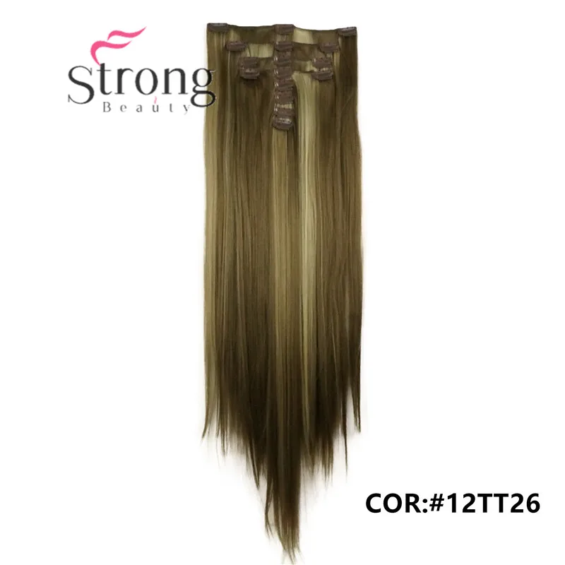 Strongbeauty-aplique de cabelo sintético, 28 polegadas, longo,