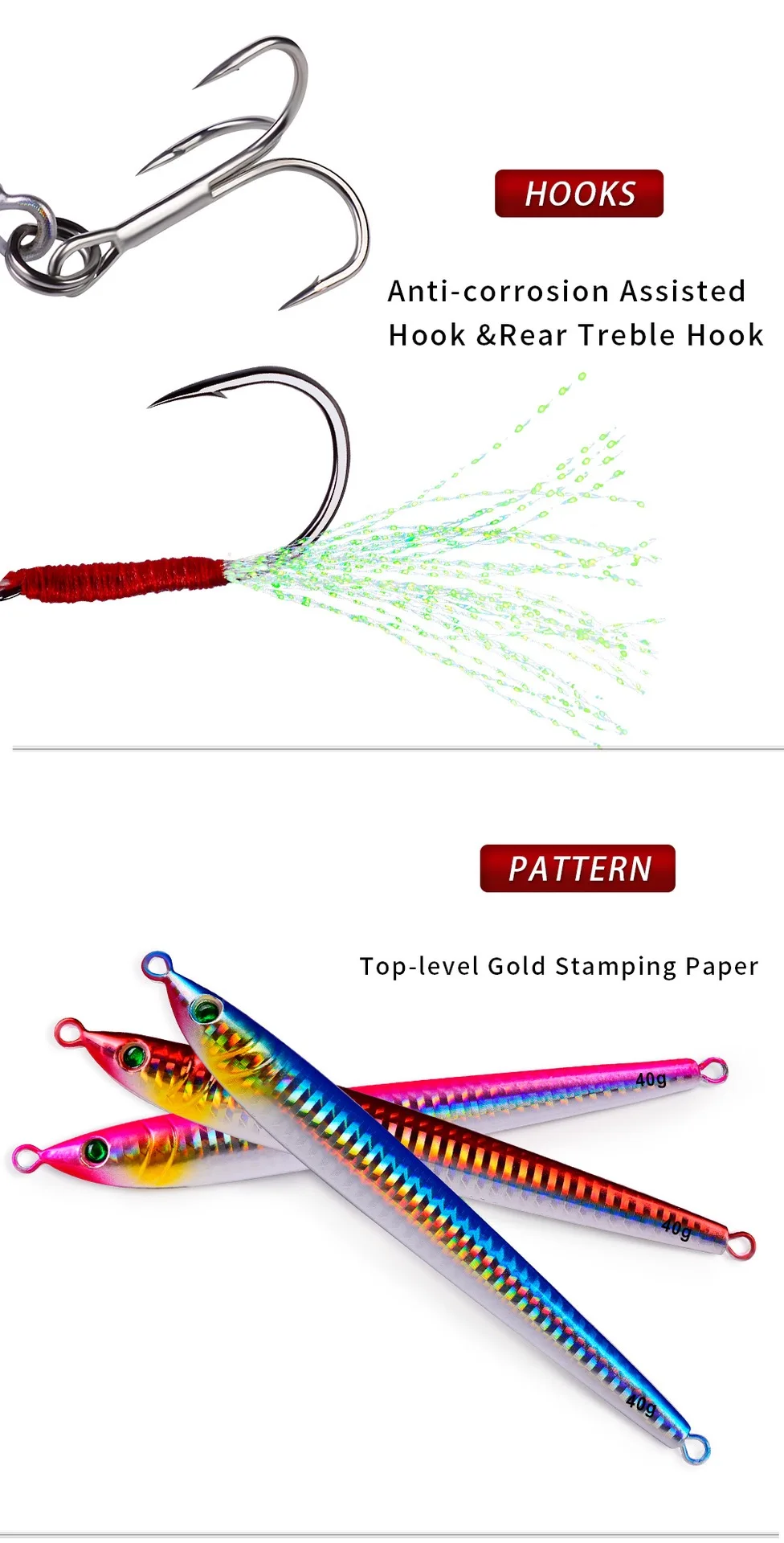 Description Picture 4 of itemPRO BEROS Metal Jig Bait Weight 7g-60g Trolling hard bait bass fishing tackle trout diving bait Sea Fishing Lures Pesca