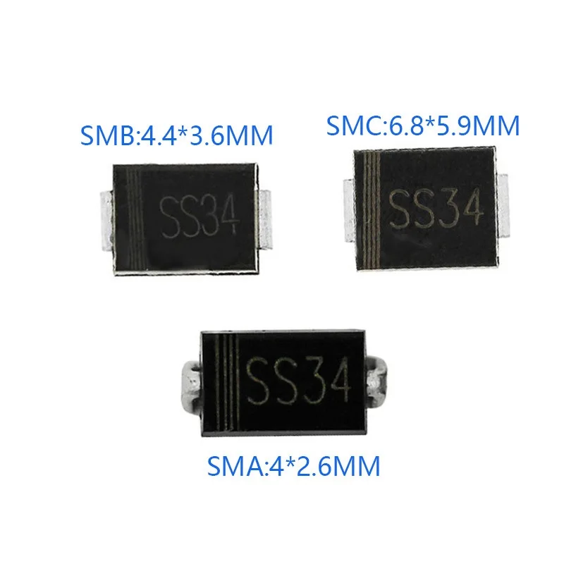10 шт. SMD диод Шоттки SS12 SS14 SS16 SS18 SS22 SS24 SS26 SS28 SS32 SS34 SS36 SS38 SS52 SS54 SS56 SS110 SS210 SS310