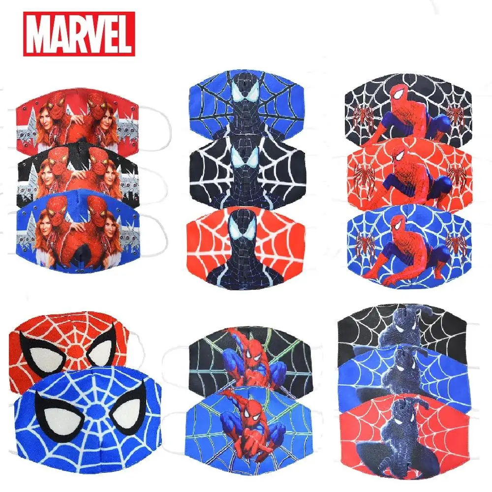 Mascarillas faciales de Marvel para niños y niñas, cubrebocas de algodón con estampado de Marvel, Spiderman, Frozen, protección contra el polvo, de 3 a 12 años