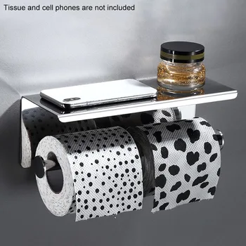

Corrosion Resistant Wall Mountded Rustproof Modern Stainless Steel Anti Scratch Bathroom Kitchen Double Roll Toilet Paper Holder