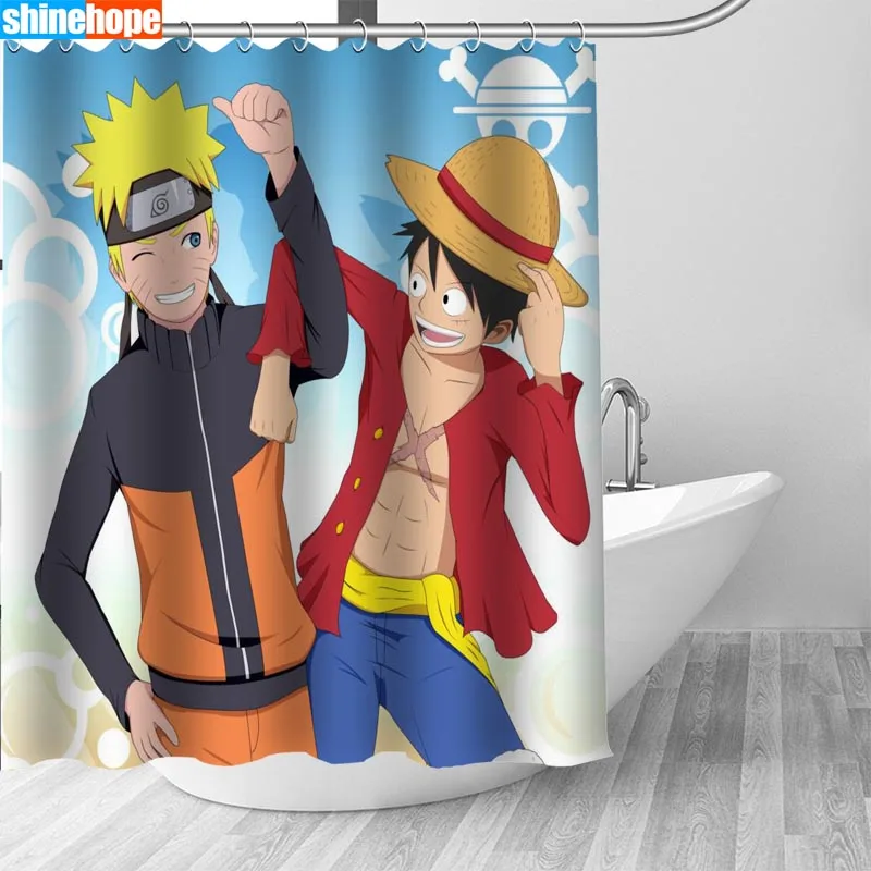 Nordic Polyester Waterproof One Piece Shower Curtains High Quality Anime Luffy Bath Curtain In The Bathroom 180X200cm,165X180cm - Цвет: Shower Curtain 9