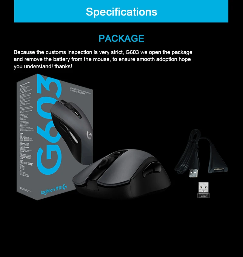 Logitech (g) G603 Lightspeed Wireless Bluetooth Without Packaging Mouse  Gaming Mouse Eating Chicken Mouse Pubg 12000dpi Mouse AliExpress