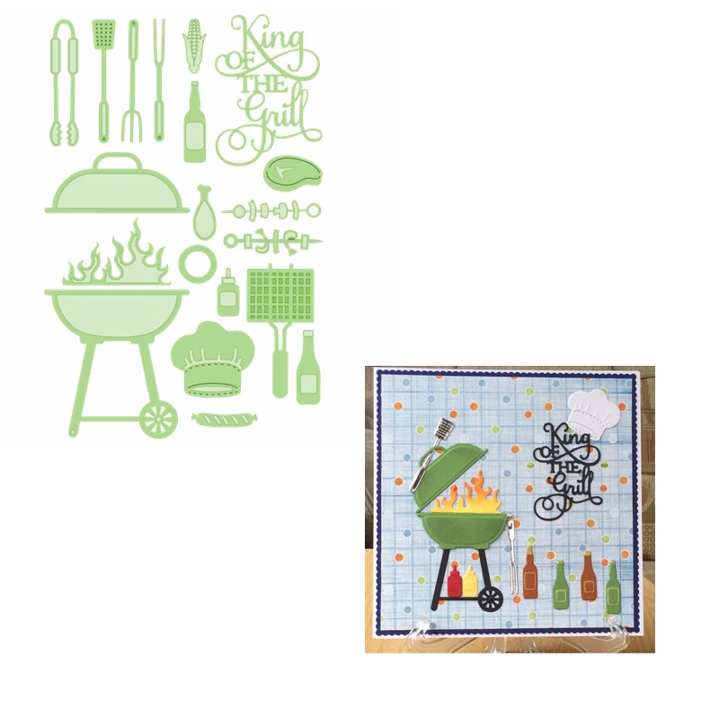

Various Creative Dinner Set Barbecue Food Element Dies With Words Scrapbooking DIY Album Crafts Paper Cards 2019 Hot Sell