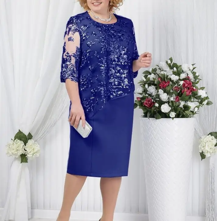 Костюм с платьем для женщин фальш вставкой элегантное платье матери невесты