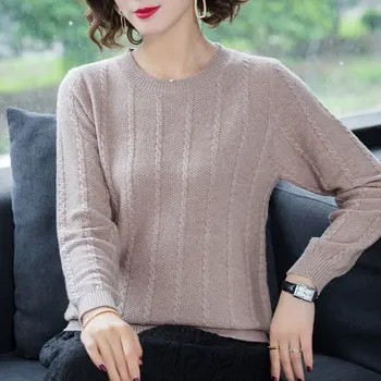 

women Round neck sweater female 2020 new spring autumn bottoming shirt fashion long sleeve loose Knitted sweaters 032