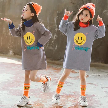 

2019 winter sudadera mujer girls boutique outfits toddler sweatshirt girl Trutleneck Stripe long tops Fleece inner thick shirts