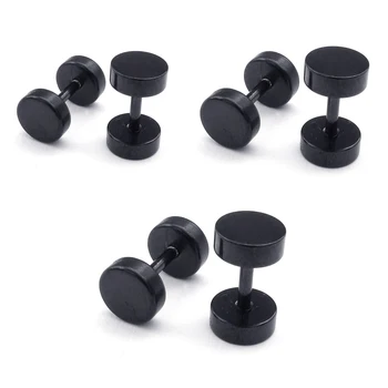 

Jewelry Men Earrings, 8mm Circle Ear Studs, Stainless Steel, Black