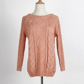 

2020 European And American New Fashion Knitted Pullover O Neck Hedging long-sleeved Twist Sweater women's Clothing Sources 69178