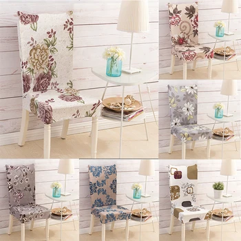 

Flower Stripe Printed Elasticity Wedding Banquet Hotel Home Chair Covers One Size Spandex Chair Covers for Living Dining Room