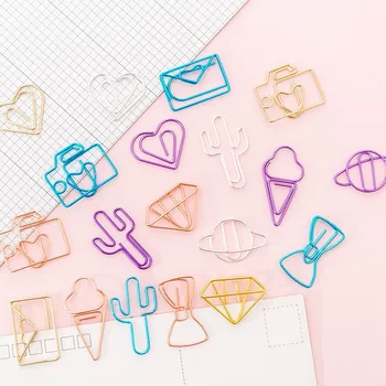 

10 Pcs/Lot Creative Kawaii Vintage Envelope Cactus Paper Clip Metal Bookmark Decorative File Memo Clips Office Stationery Tools
