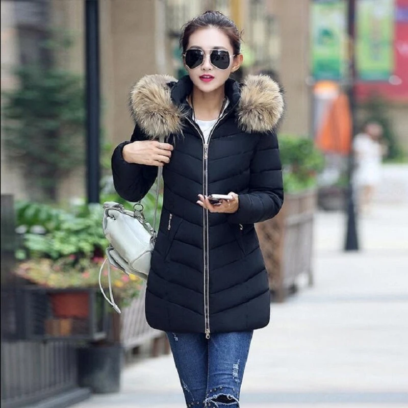 Chaqueta invierno de marca para mujer, abrigo con cuello de piel, Parka con capucha de gran tamaño, abrigo y cálido|Abrigos de - AliExpress