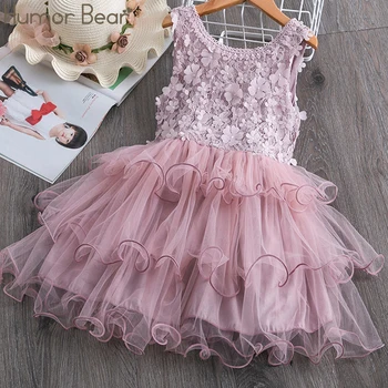 

Humor Bear Summer New Toddler Girls Lace Cake Dress Kids Sleeveless Floral Mesh Wedding Dresses Children Clothing For Baby Girls