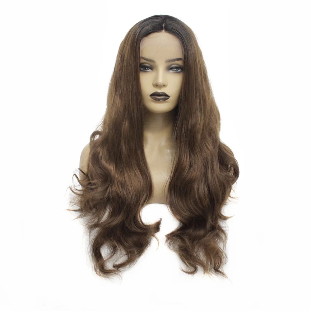 Platinum Blonde Ombre Wigs Half Pink Half Blue Long Body Wave Synthetic Lace Front Wigs for Women Heat Resistant Drag Queen Wigs