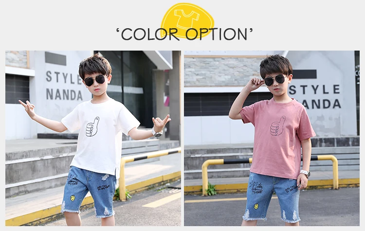 Designer Children Clothes Boy Clothing Sets Two Piece Suit White T-Shirt Jeans Children Kids Short Sets