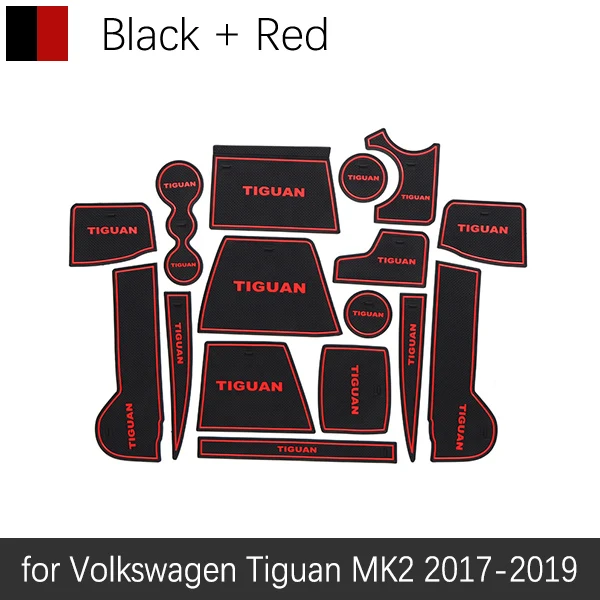Автомобильный гаджет для VW Tiguan 2 MK2 Volkswagen, аксессуары, гелевая накладка, резиновый слот для ворот, коврик, коврики для чашек, Tapis Voiture - Название цвета: Tiguan 2017-19 Red