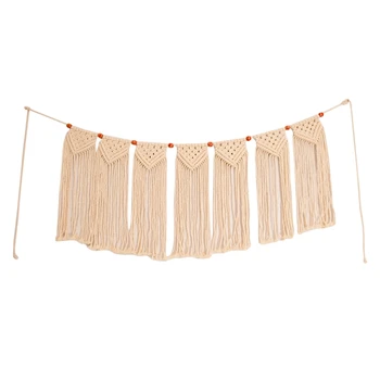 

Macrame Woven Wall Hanging Fringe Garland Banner Bohemian Wall Decor Woven Home Decoration for Apartment Bedroom Living Room Gal