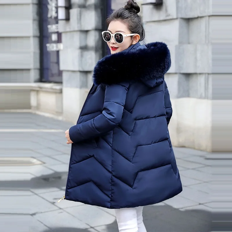 Новинка 2019, женские парки с меховым воротником, зимнее пальто для женщин, толстая хлопковая зимняя куртка, женская модная верхняя одежда