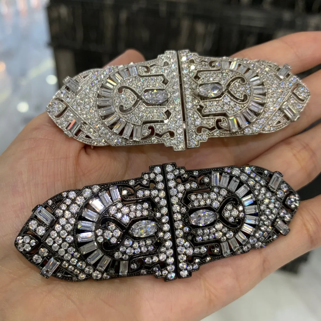 double clip dress clip brooch art deco vintage 925 sterling silver 