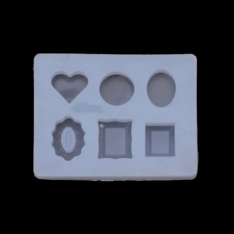 

DIY Mini Gemstone Frame Heart Round Shape Silicone Cake Fondant Jewelry Mold