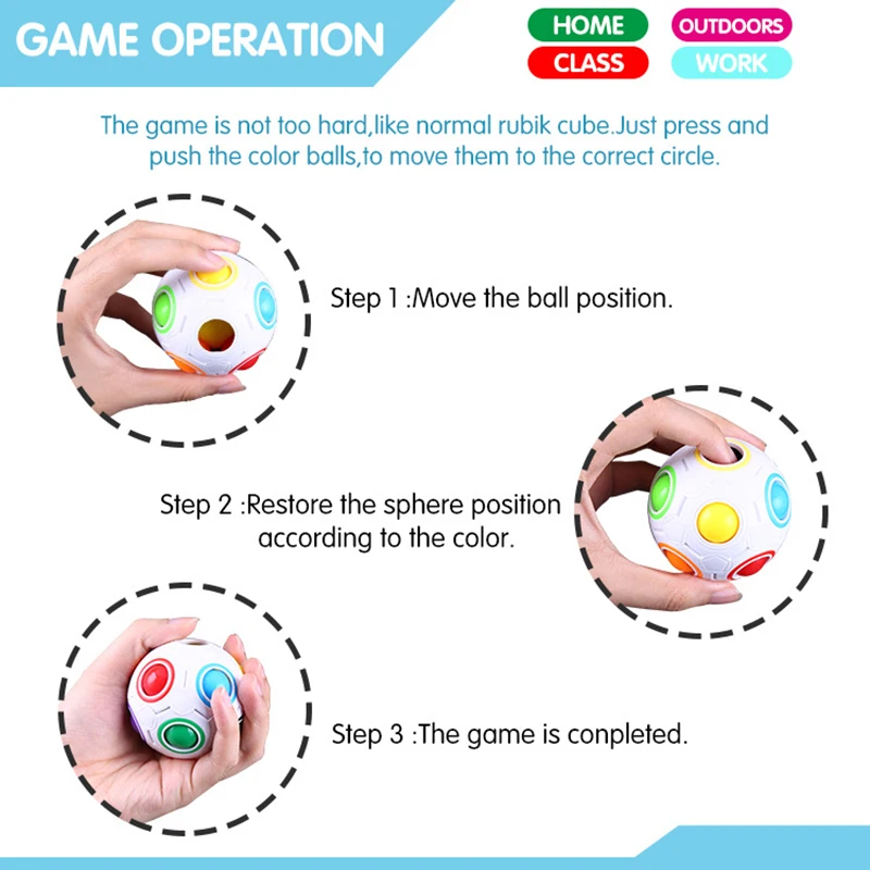 Magic Cube Puzzle Rainbow Ball Puzzle Football Fidget Toy Luminous 3D Brain Teasers Anti Stress Relief Educational Game Kids Adults
