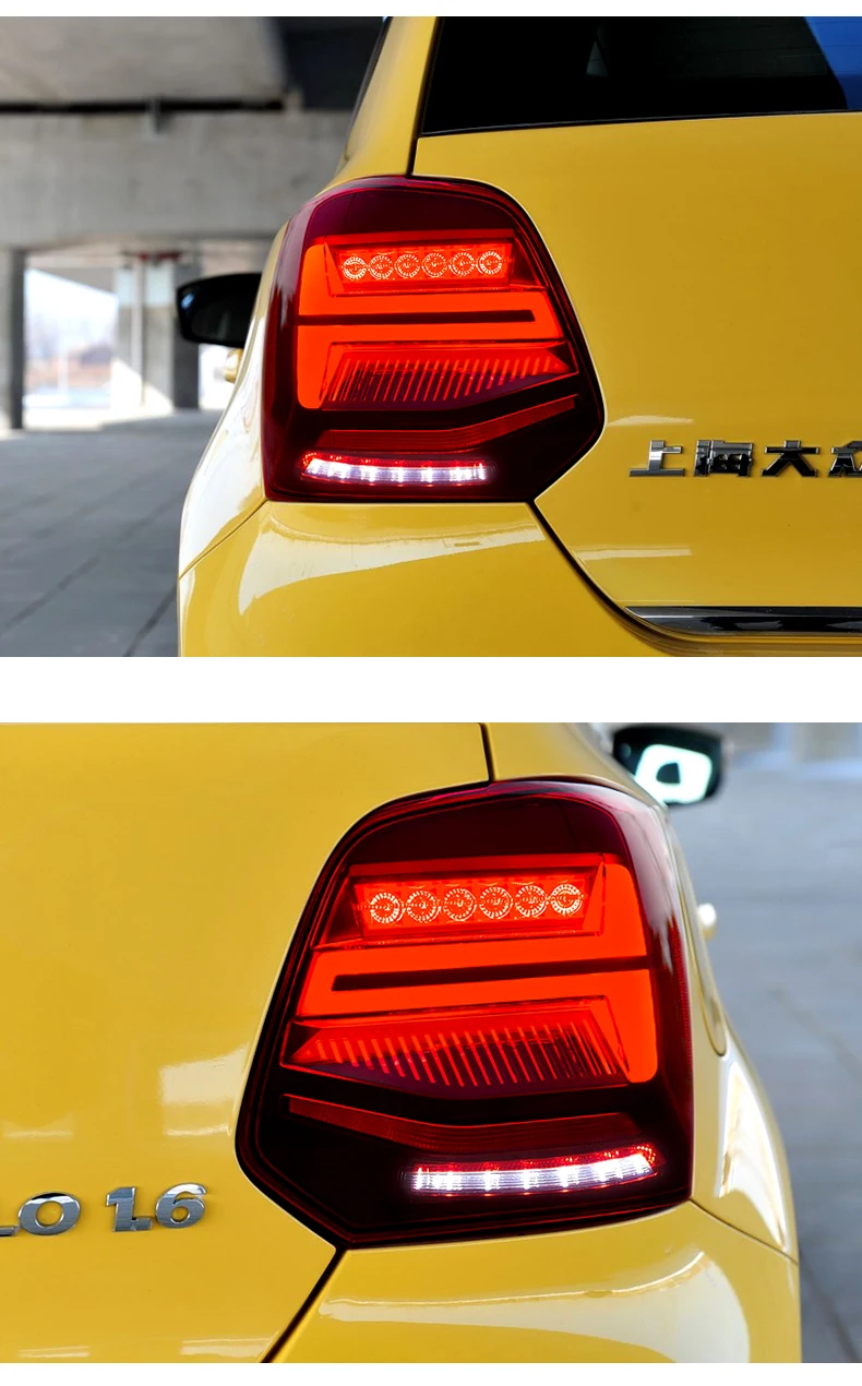 Автомобильный Стайлинг для Volkswagen VW Polo MK5 2011- задний светильник s светодиодный задний светильник DRL+ тормоз+ Реверсивный+ Желтый поворотный задний фонарь