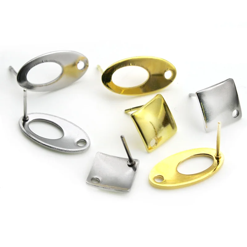 

20pcs/lot Stainless Steel Hypoallergenic Stud Earring Hooks Ear Wires with Loop for Dangle Earrings DIY Jewelry Making findings