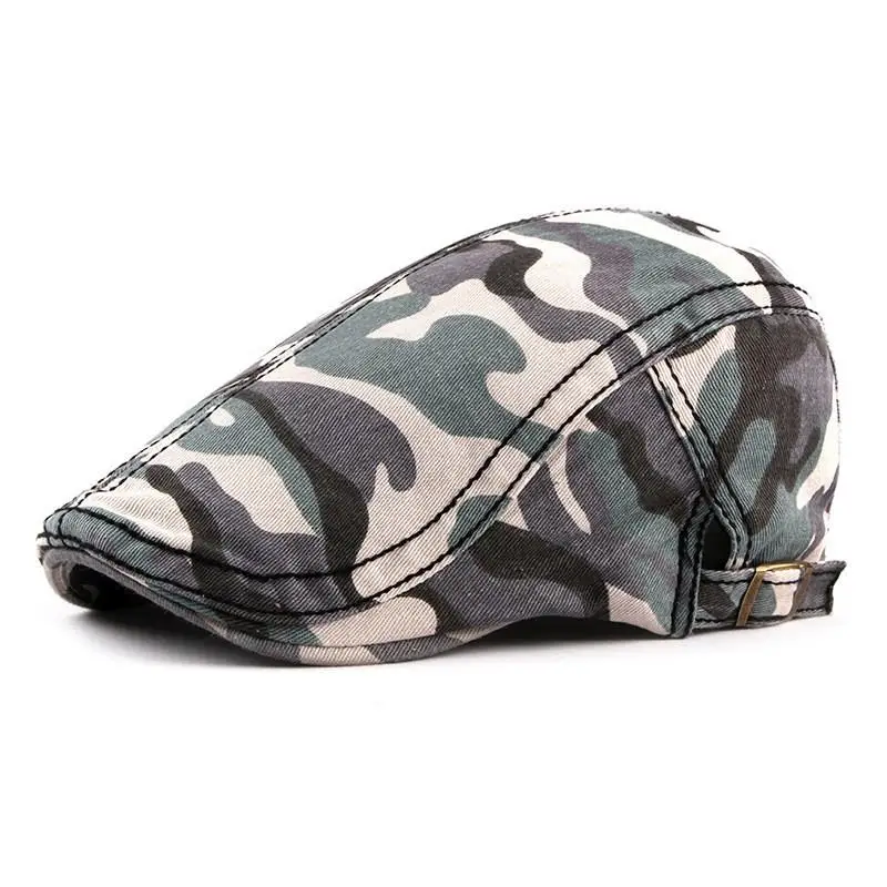 mens beret black Cotton Camouflage Print Newsboy Caps Flat Peaked Cap Men and Women Painter Beret Hats 31 mens leather beret hats