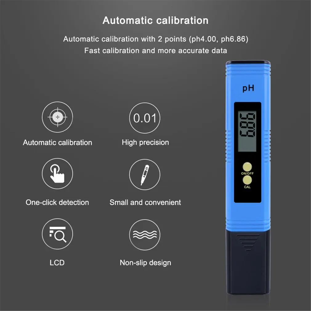Portable LCD Digital PH Meter Tester Pen Water Quality Purity Monitor Filter Measuring for Aquarium Wine Urine Acidometer