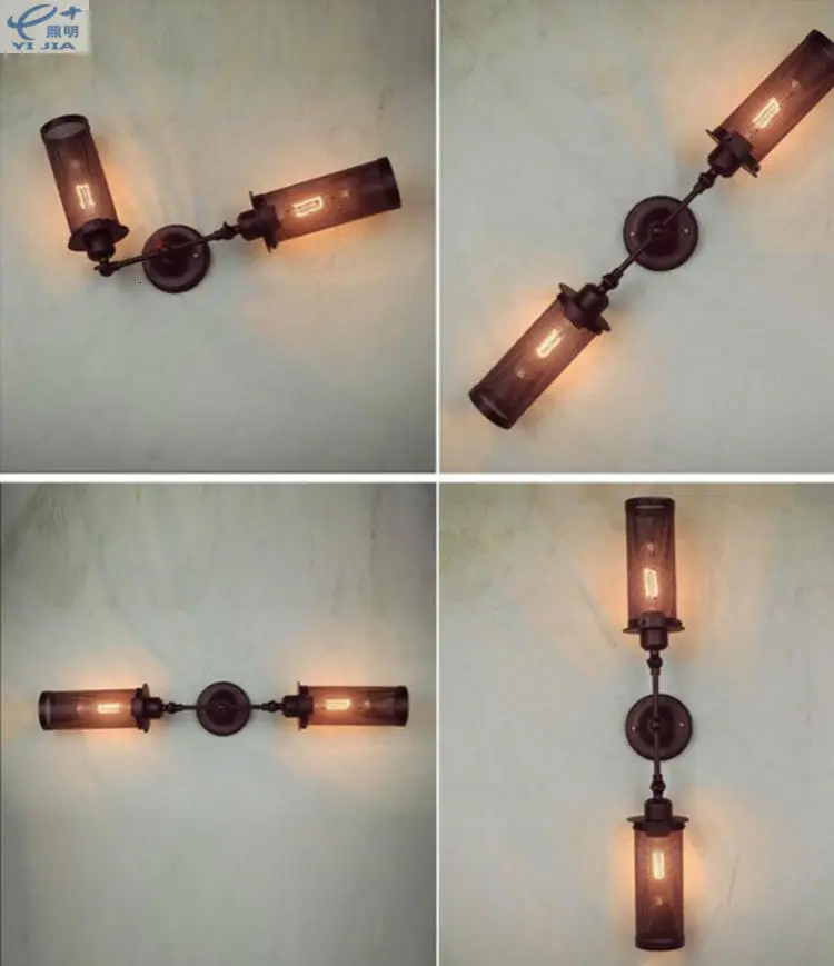 Лофт American retro прикроватная тумбочка для спальни балкон лестницы Edison промышленных длинные железная сетка железа бра
