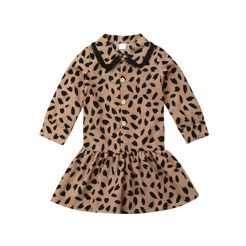 

Toddler Kids Baby Girl Leopard Print Clothes Long Sleeve Lace Party Tutu Dress