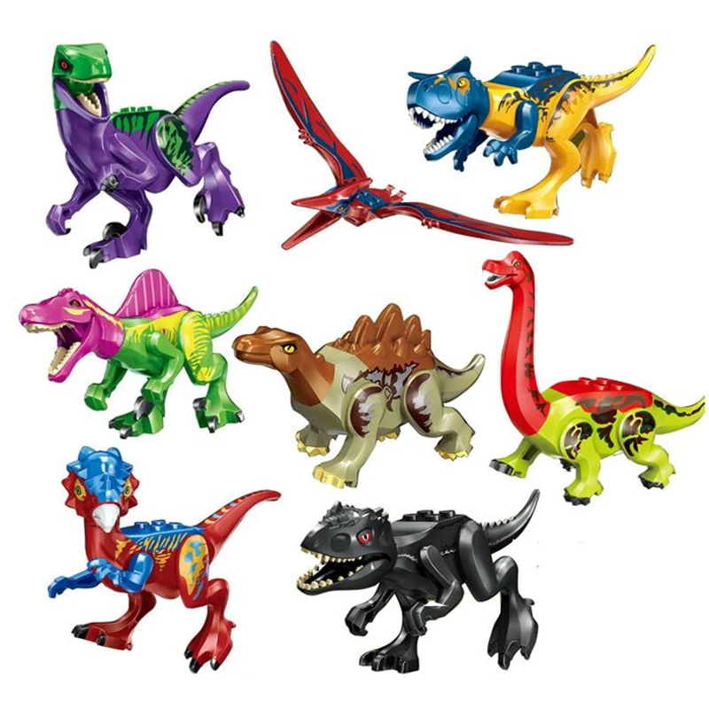 

8 Pcs/set Dinosaurs Legoinglys Jurassic World Dinosaurs Figures Building Blocks Bricks Tyrannosaurus Assemble Dinosaurs Classic
