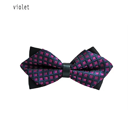 violet Мужской галстук-бабочка хорошего качества для свадебной вечеринки темно-красный в горошек клетчатый лоскутный узор модные костюмы аксессуар 04 - Цвет: violet