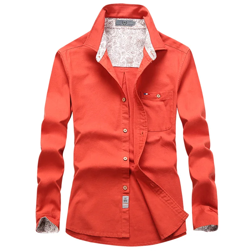 Мужская рубашка с длинным рукавом однотонная приталенная из 2020 хлопка