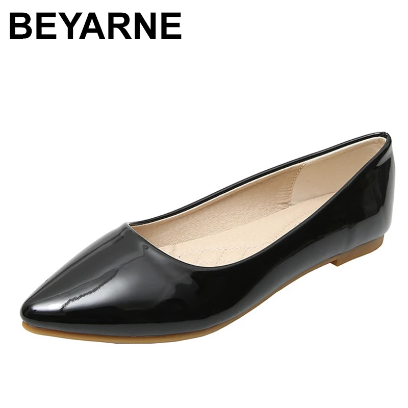 

BEYARNE Flat Shoes Women Comfortable Womens Shoes Black Flats Work Shoes Women Fashion Zapatos Charol Mujer Buty Damskie Scarpe