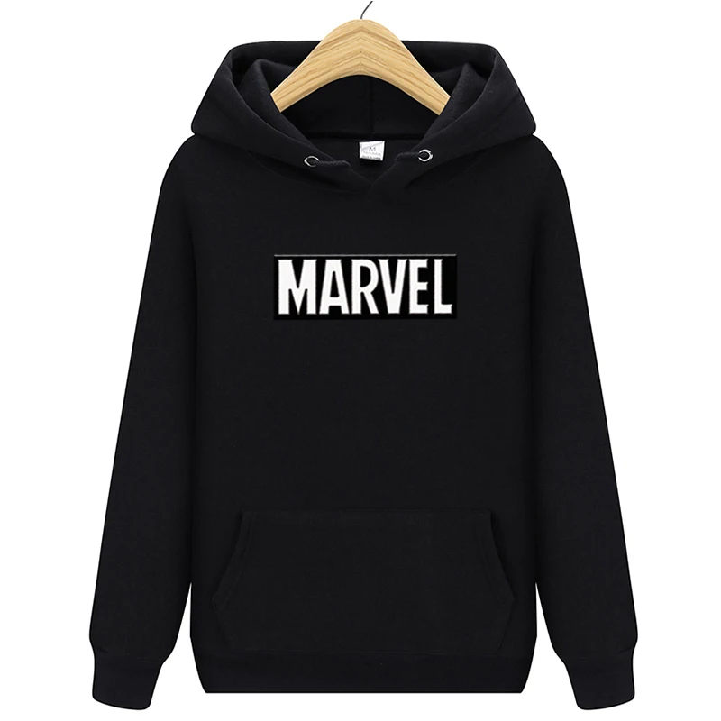 VLUCK Mens Marvel Letter Printed Harajuku Sweatshirt Streetwear Off White Pocket Multiple Color XXL Oversized2019 Fashion Hoodie |