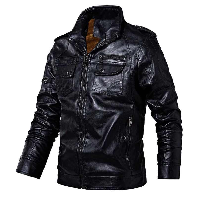 New Men's Leather Jackets Autumn Casual Faux Motorcycle PU Jacket Winter Biker Zipper Leather Coats Brand Clothing EU Size - Цвет: Black DD8818