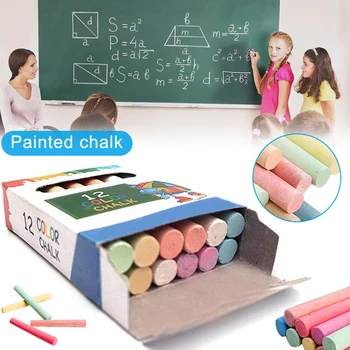 

Hot Mixed Colour White Chalk Sticks Pack Kids Playground School Art Learning 12/100pcs CNT 66