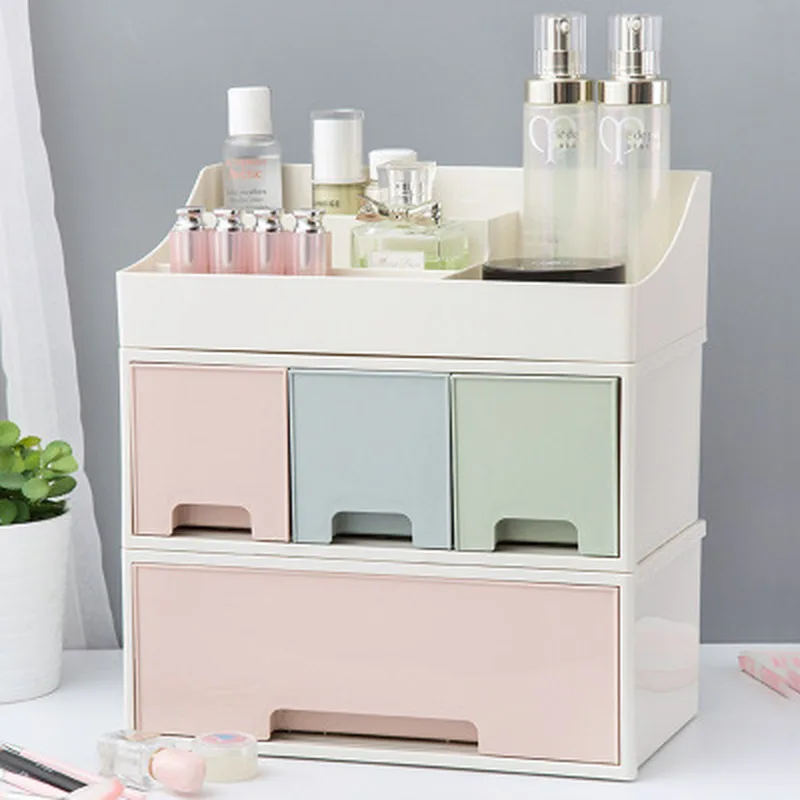 

Plastic Makeup Organizer Box Mini Drawer Organizer Desktop Large Capacity Jewelry Bead Storage Containers with Grid 1/2/3Layer