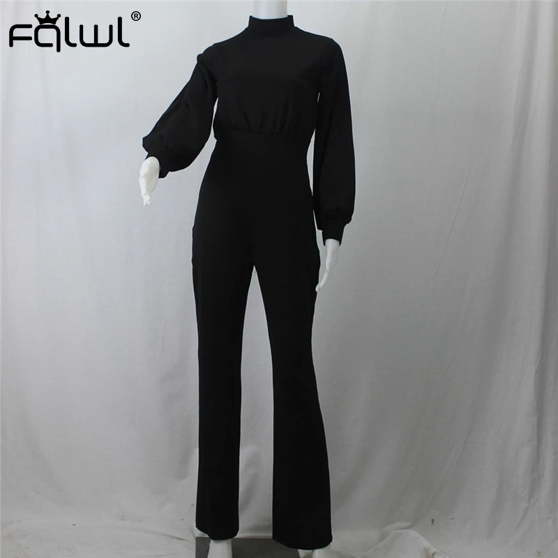 Casual Wide Leg Summer Bodycon Jumpsuit for Women - Overalls with Long Sleeve, White and Black Skinny Rompers - Female's Jumpsuit image 4