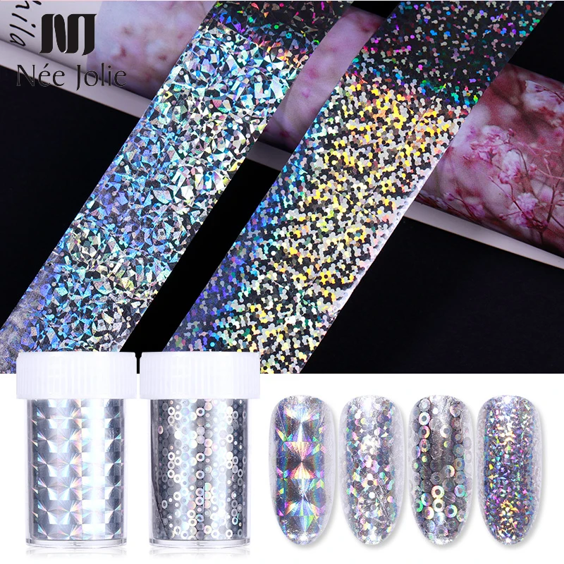 

1 Roll Nail Foils Holographic Colorful Transfer Stickers Mixed Patterns Nail Art Decals Manicure DIY Sticker Decoration Tools