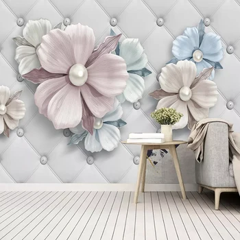 

Custom 3D Wallpaper Modern Stereo Jewelry Flowers Soft Roll Murals Living Room TV Sofa Bedroom Home Decor Wall Painting Frescoes
