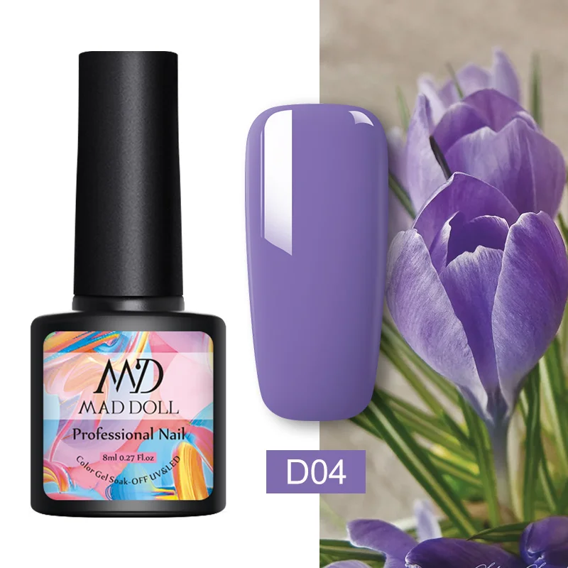D04 MAD DOLL, 8 мл, Гель-лак для ногтей, Осень-зима, замачивается, УФ, разноцветный, розовый, зеленый, серия недели моды, Гель-лак для ногтей, сделай сам - Цвет: D04